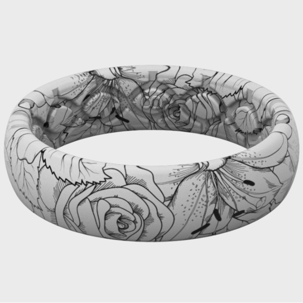 Groovelife Thin Aspire Winter Rose Silicone Ring